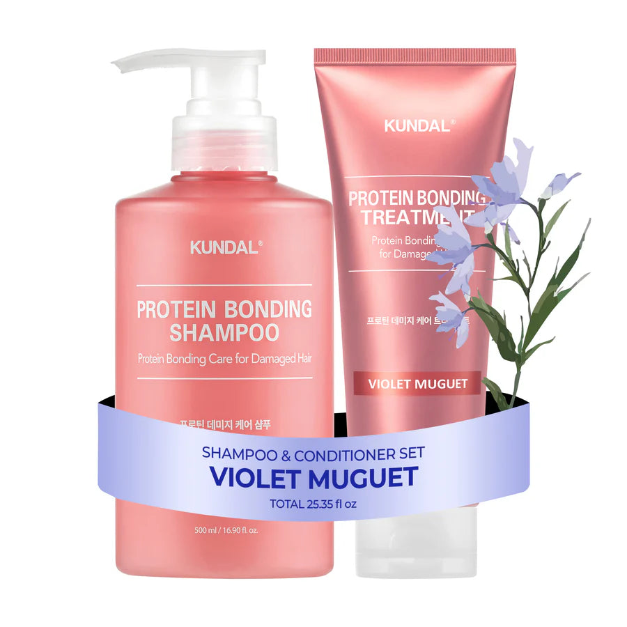 Kundal Silky Glow Edition Protein Bonding Set Shampoo + Treatment - Violet Muguet