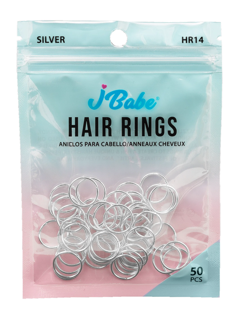 J Babe 50 Pcs Hair Rings - Silver
