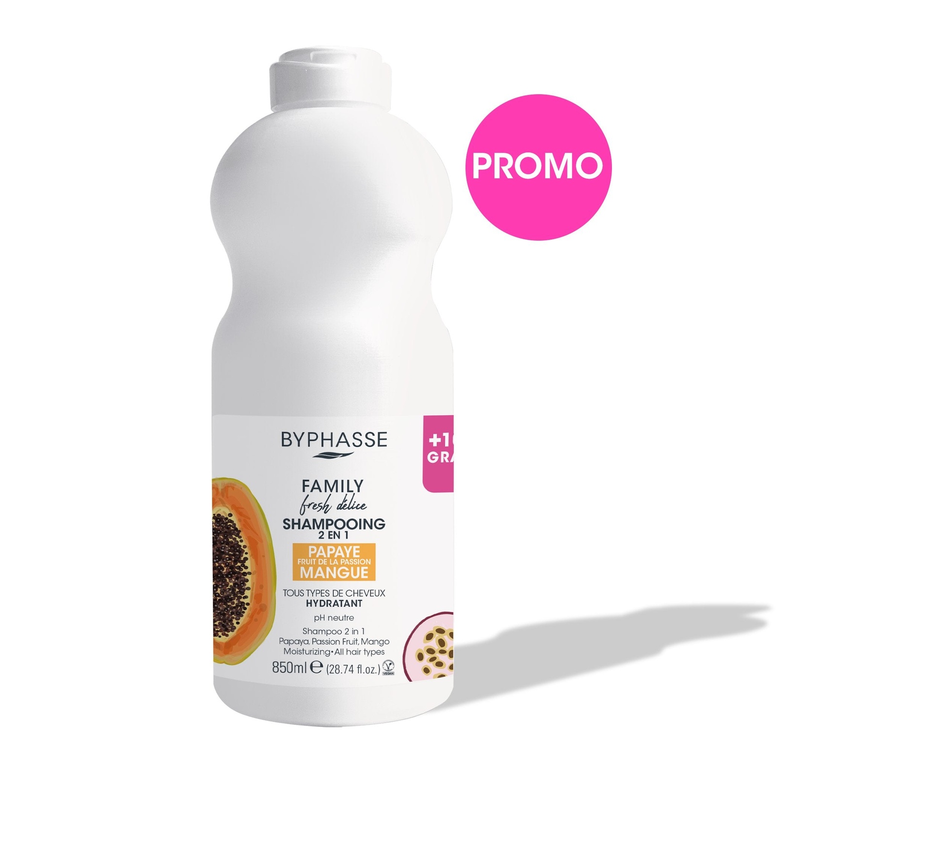 Byphasse Family Fresh Delice Shampoo 2 In 1 Papaya, Passion Fruit & Mango All Hair Types 750ml