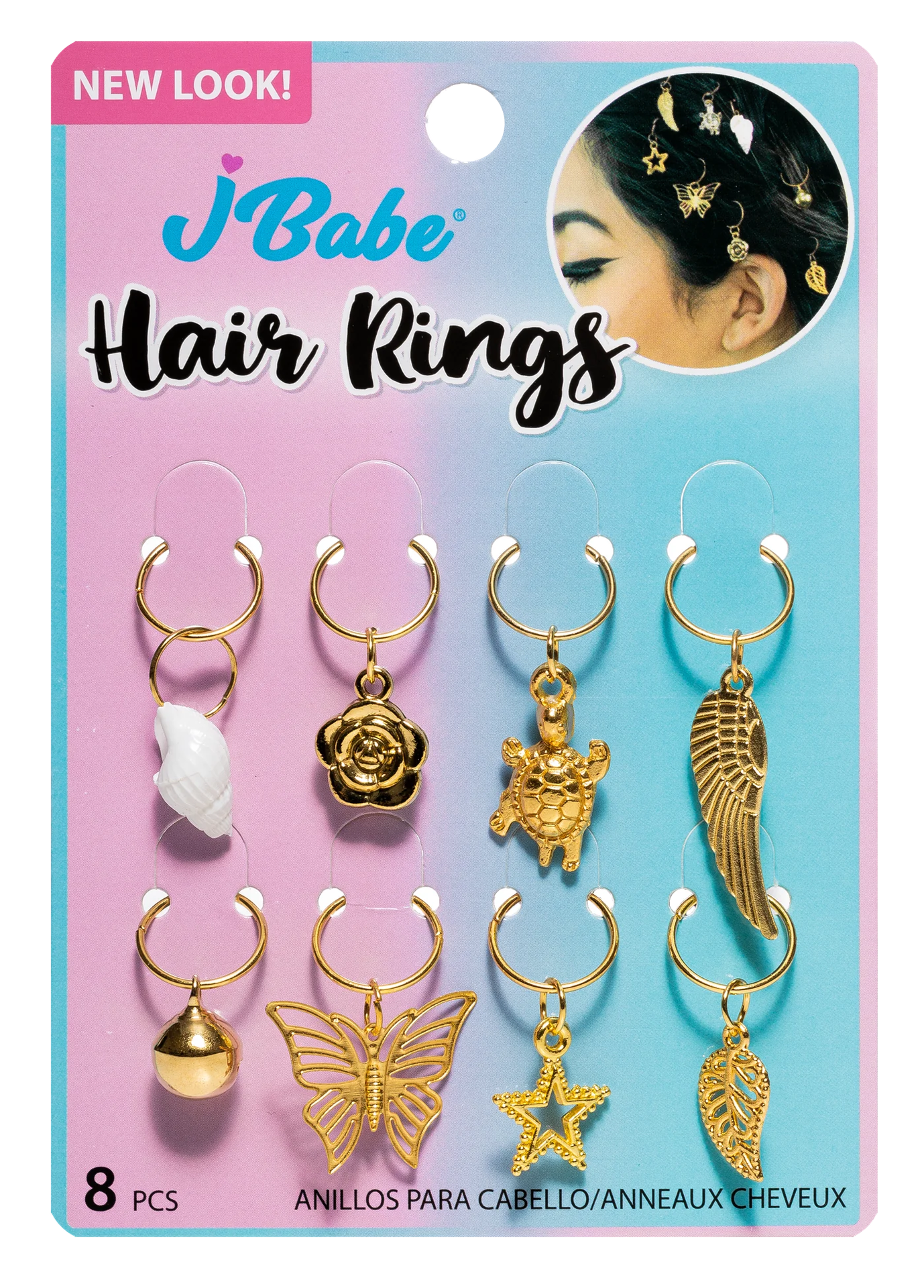 J Babe 8 Pcs Hair Rings - Gold