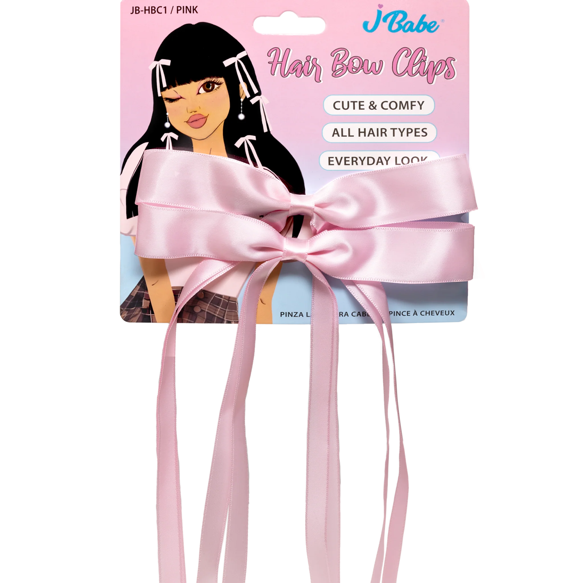 J Babe Hair Bow Clips - Pink